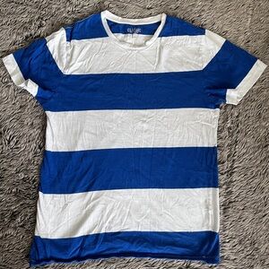 Classic Men's Bold Blue and White Striped Tee Shirt size Medium